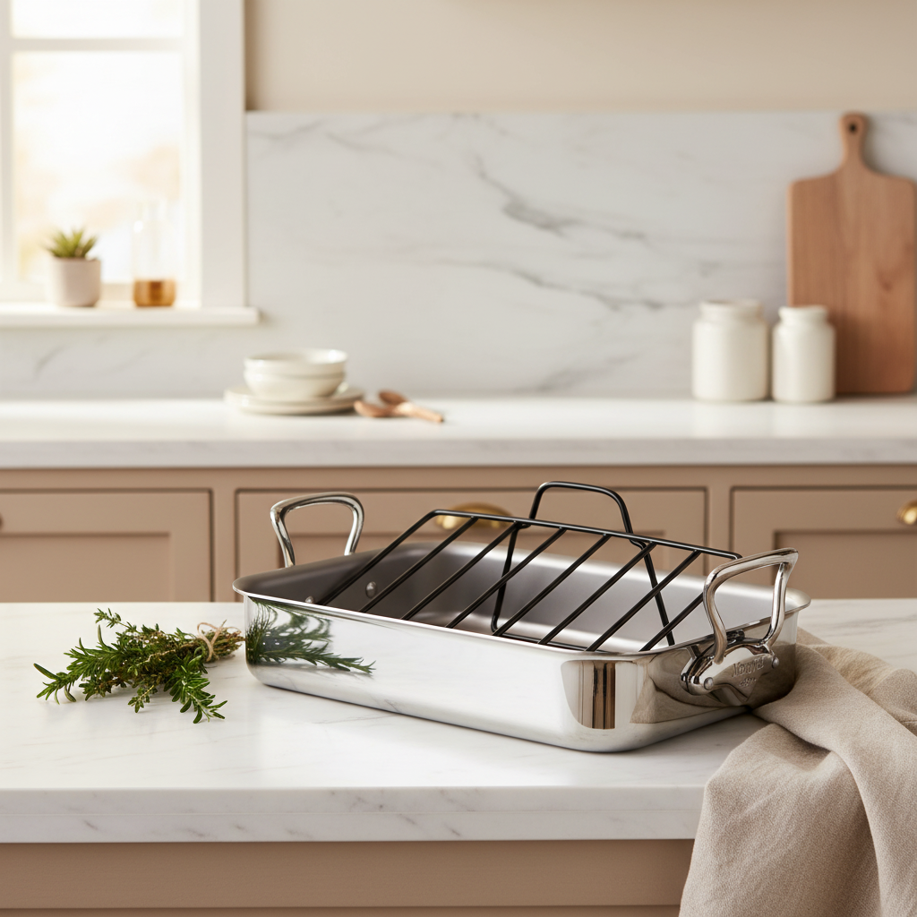 Mauviel 1830 Stainless-Steel Roasting Pan with Rack, 15.7 x 11.8-In — image 6