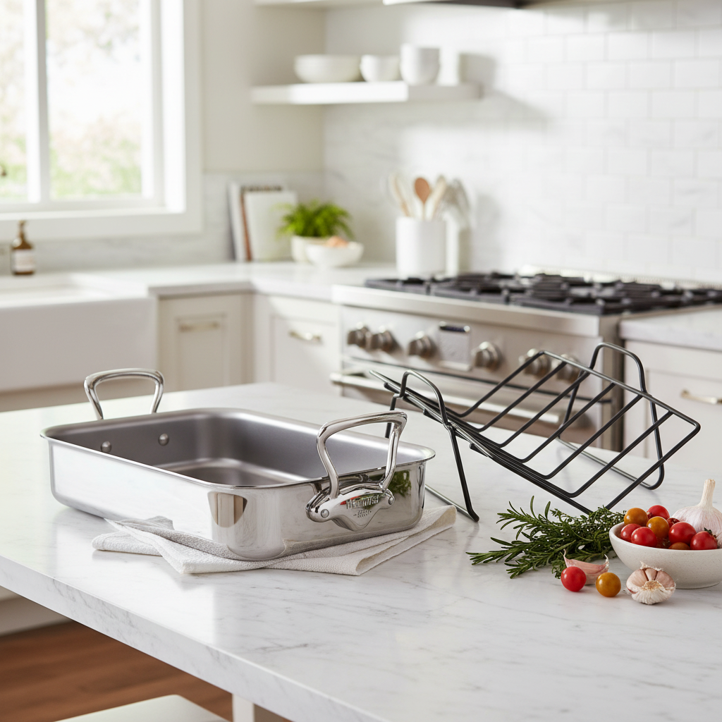 Mauviel 1830 Stainless-Steel Roasting Pan with Rack, 15.7 x 11.8-In — image 3