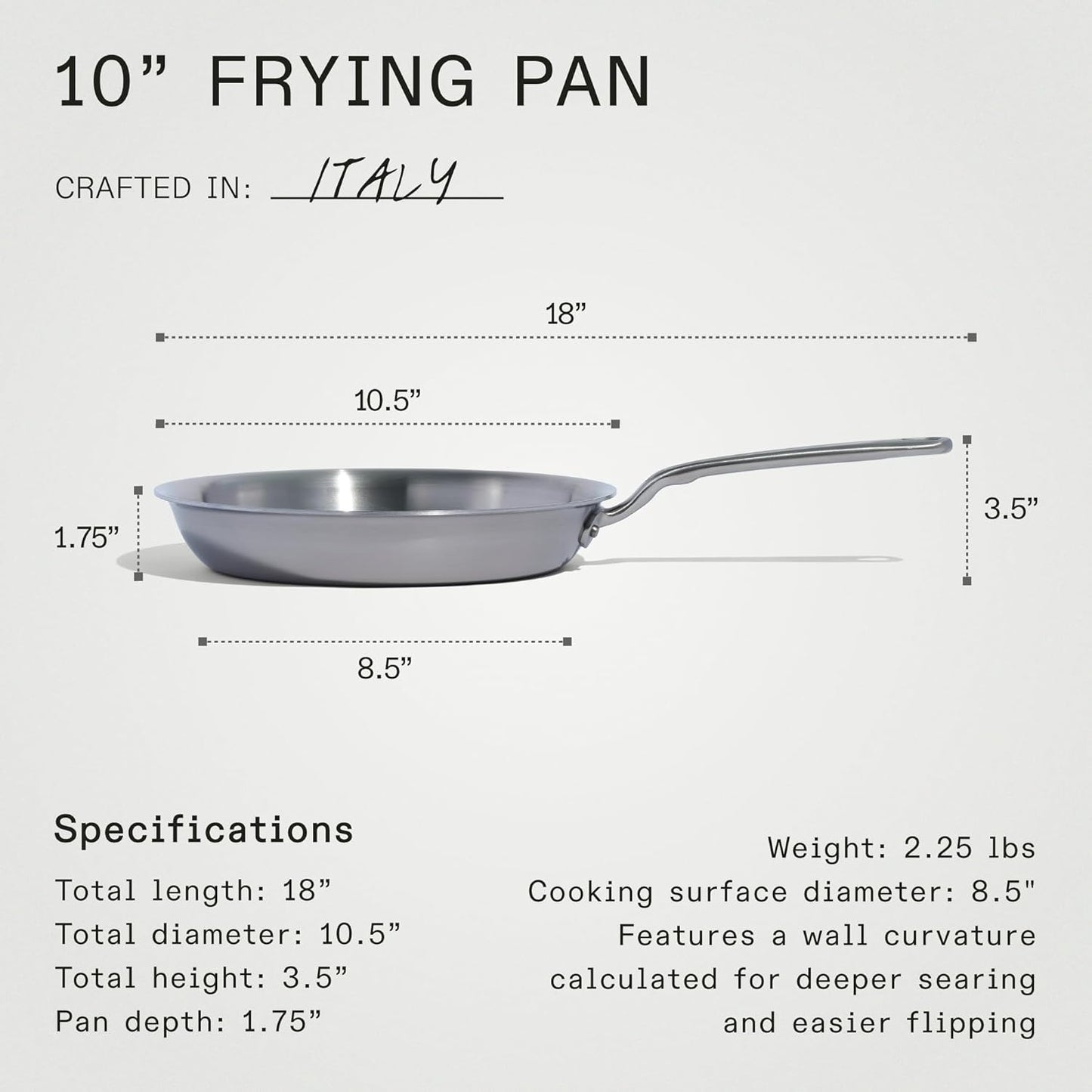 10-Inch Stainless Steel Frying Pan by Made In Cookware