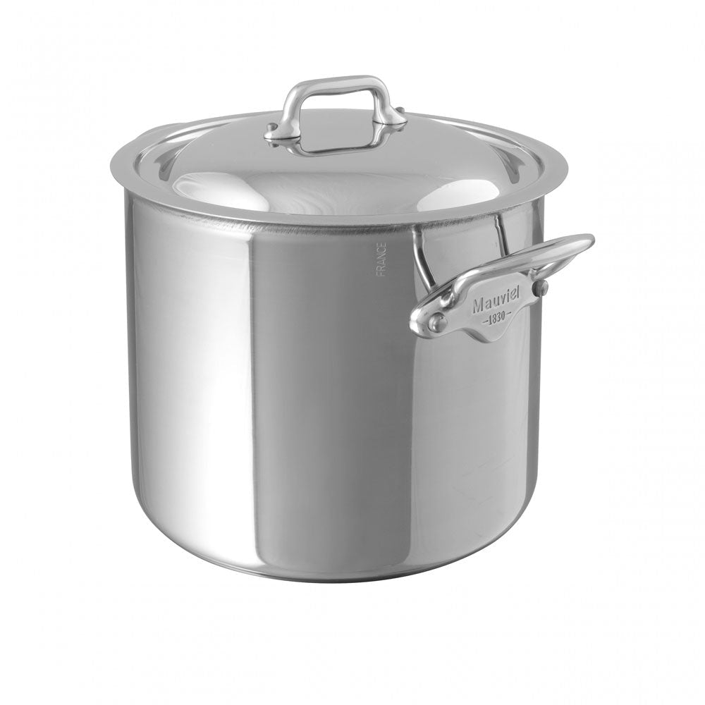 Mauviel 1830 M'COOK 5-Ply Stainless-Steel Stockpot with Lid, 9.7-Qt