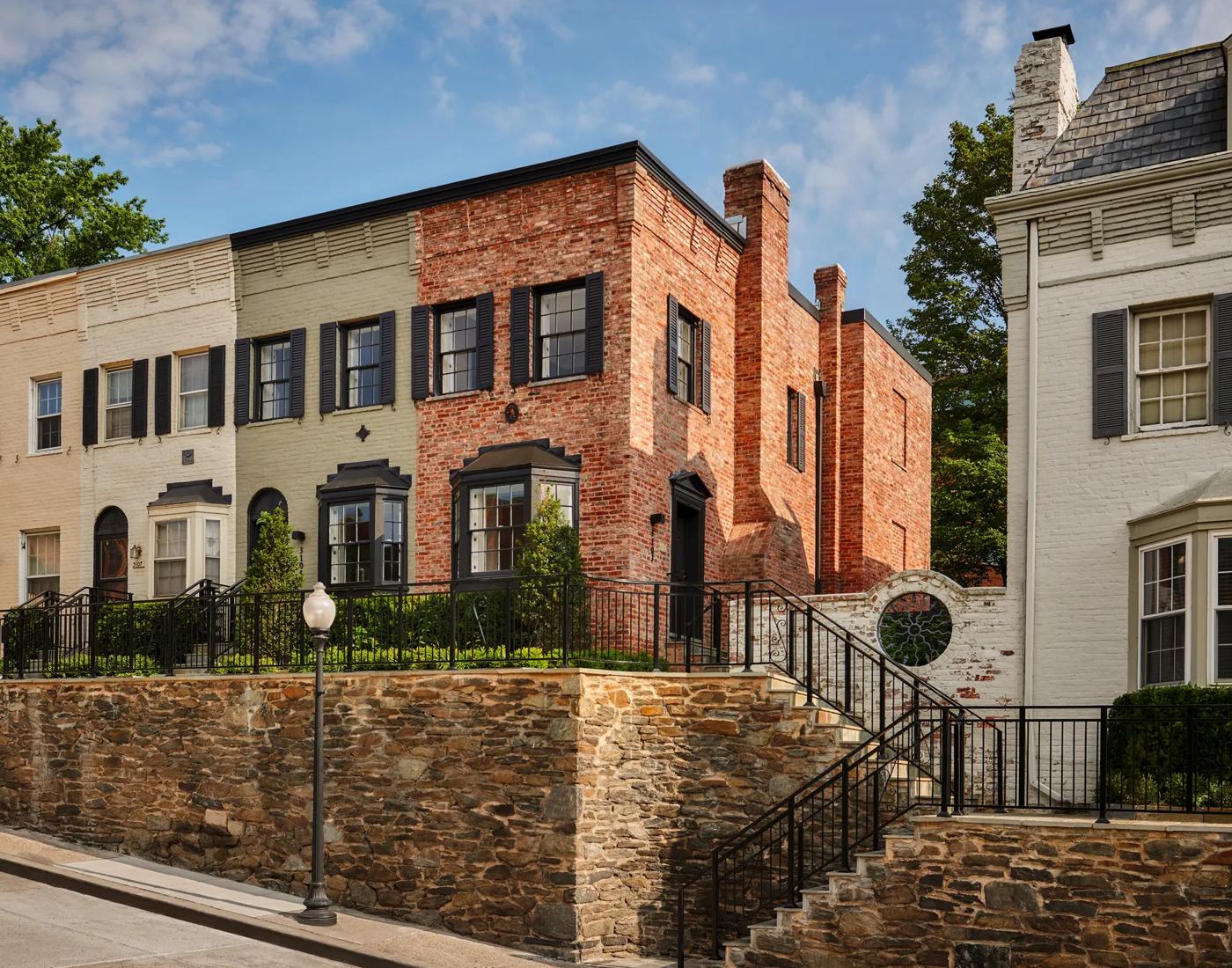 Rosewood’s historic Georgetown townhouses with brick façades and front steps